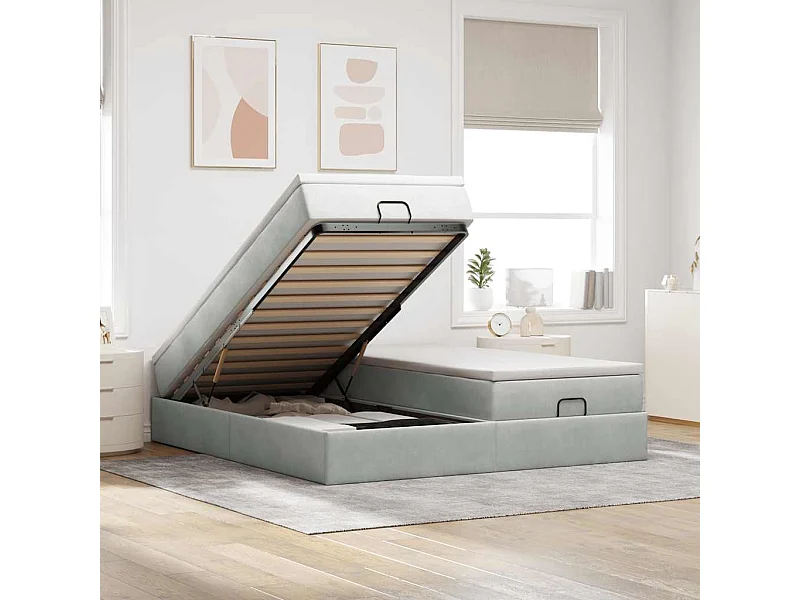 Struttura Letto Pouf con Materassi 180x200 cm Velluto