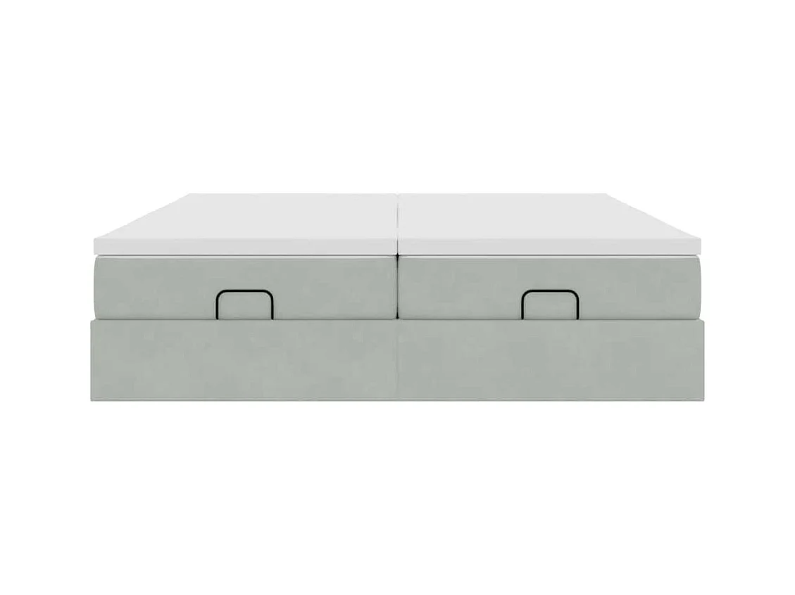 Cadre de lit ottoman et matelas gris clair 180x200cm velours