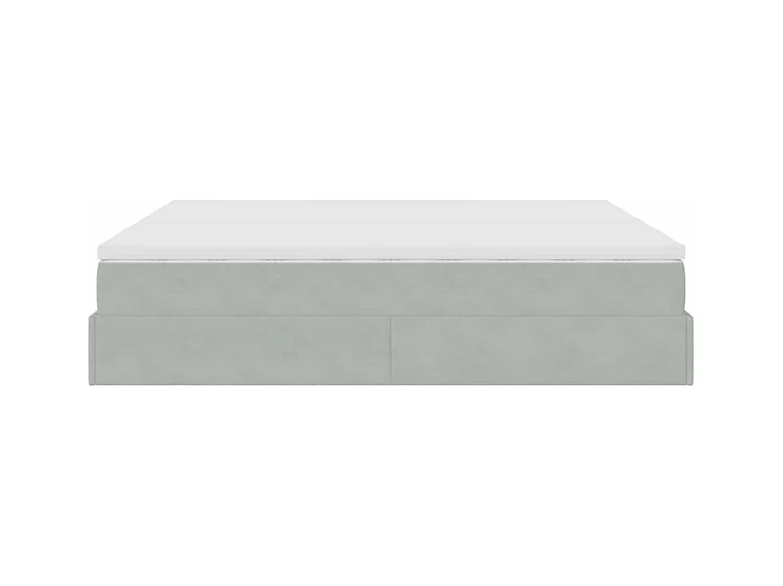 Cadre de lit ottoman et matelas gris clair 180x200cm velours