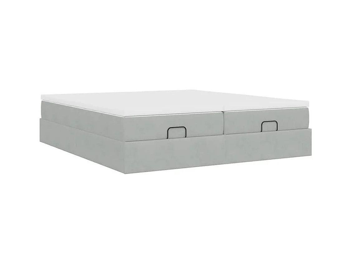 Cadre de lit ottoman et matelas gris clair 180x200cm velours