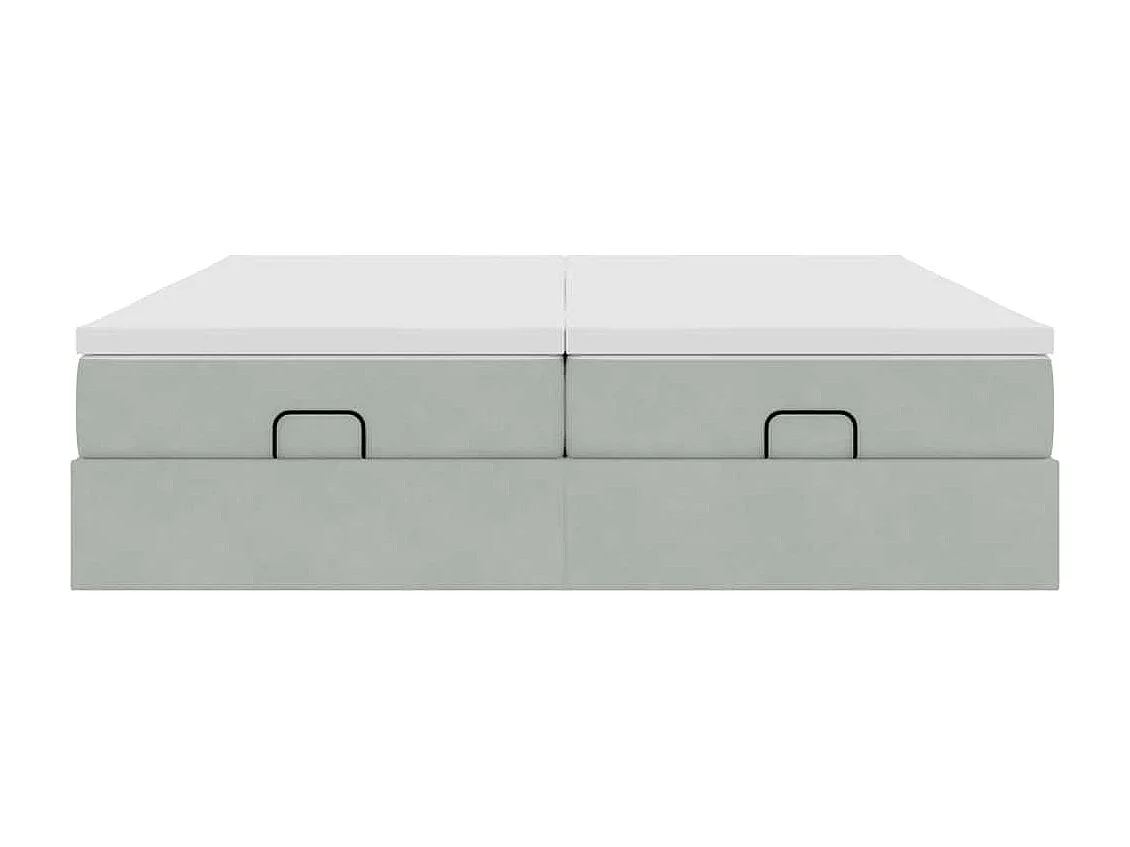 Cadre de lit ottoman et matelas gris clair 180x200cm velours