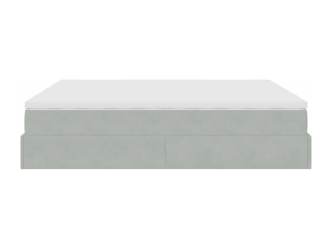 Cadre de lit ottoman et matelas gris clair 180x200cm velours