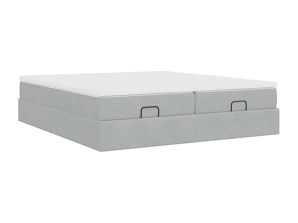 Cadre de lit ottoman et matelas gris clair 180x200cm velours