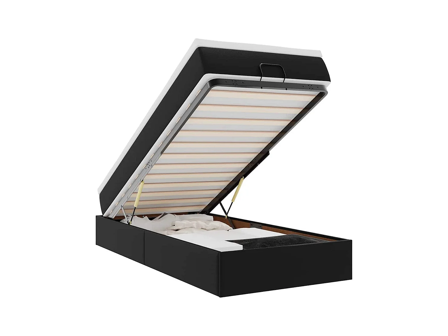 Cadre de lit ottoman avec matelas noir 100x200 cm similicuir