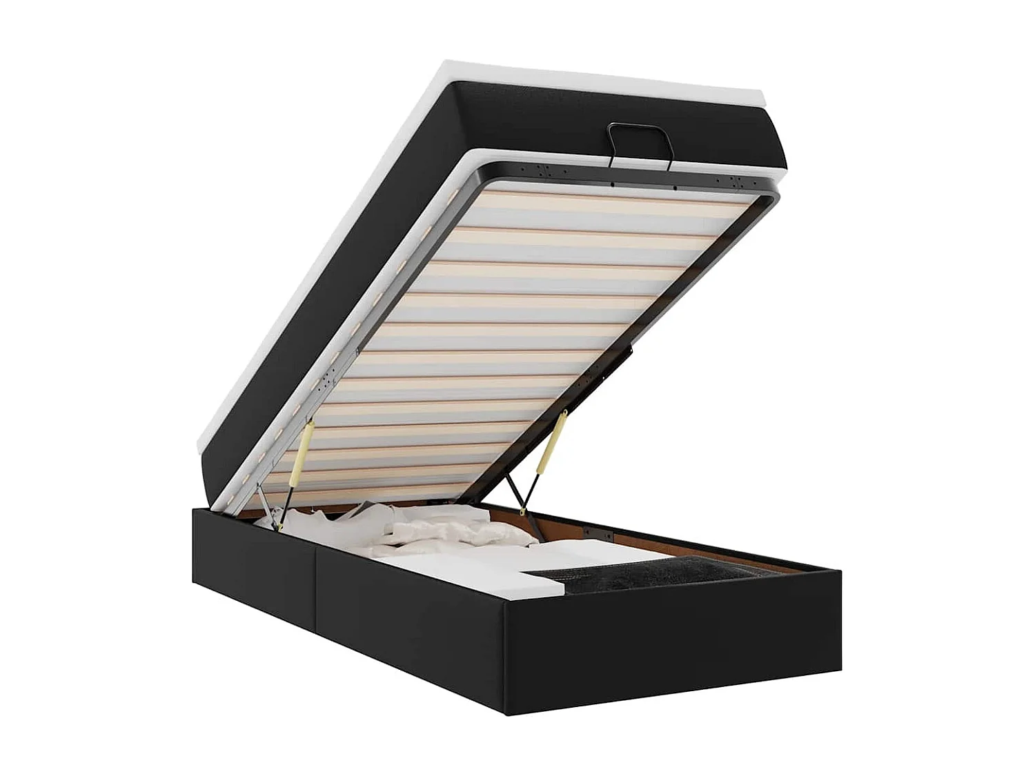 Cadre de lit ottoman avec matelas noir 100x200 cm similicuir