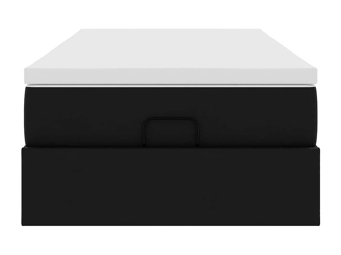 Estructura cama otomana colchón cuero sintético negro 100x200cm