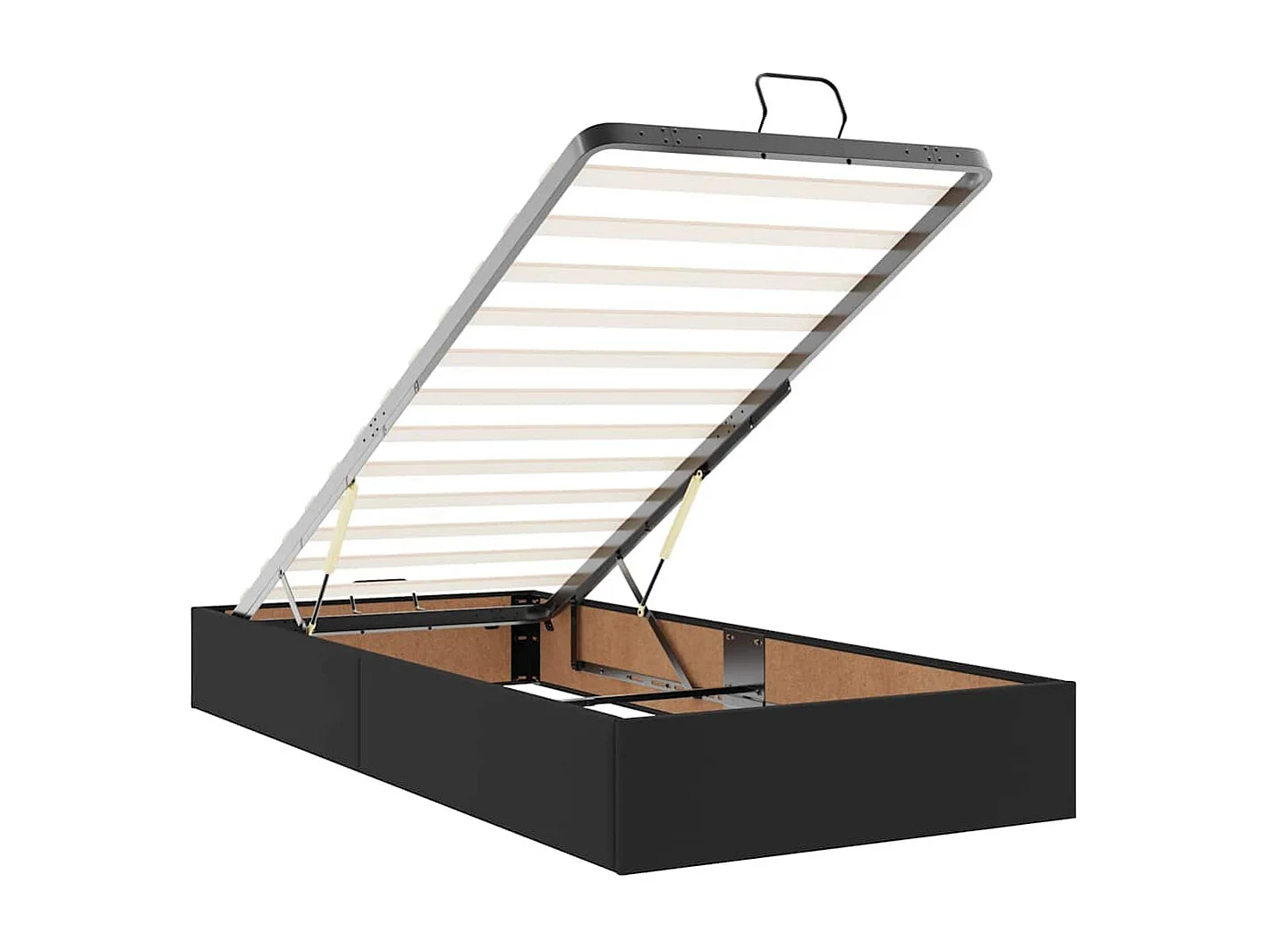 Estructura cama otomana colchón cuero sintético negro 100x200cm