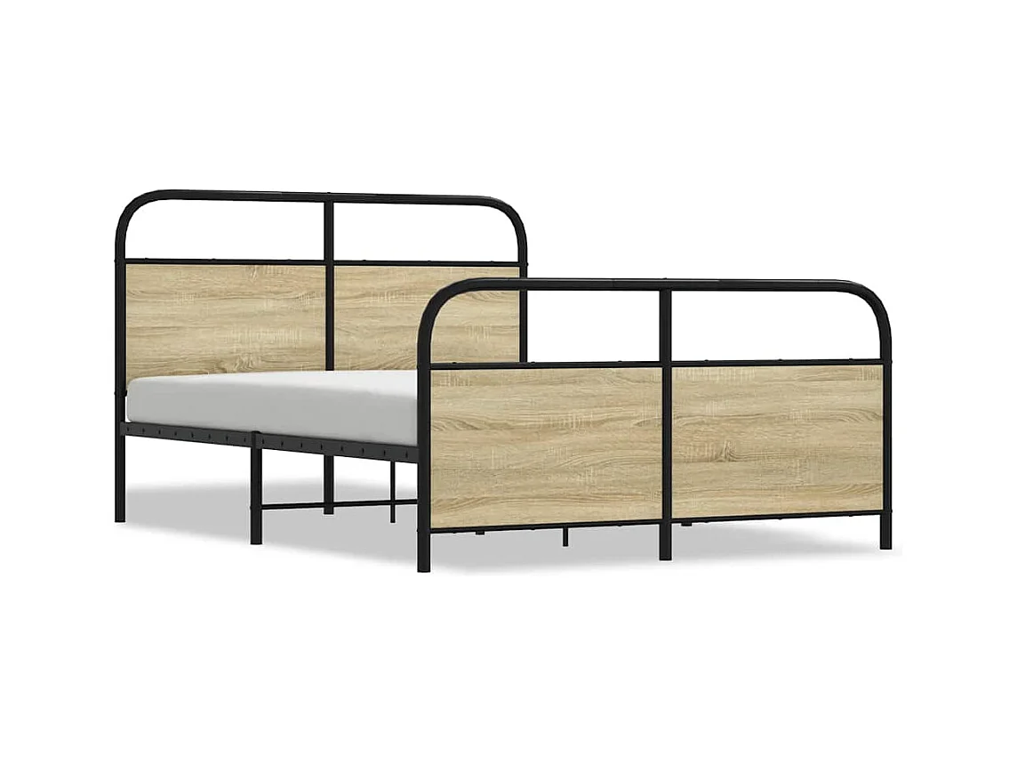 Cadre de lit en métal sans matelas chêne sonoma 140x200 cm
