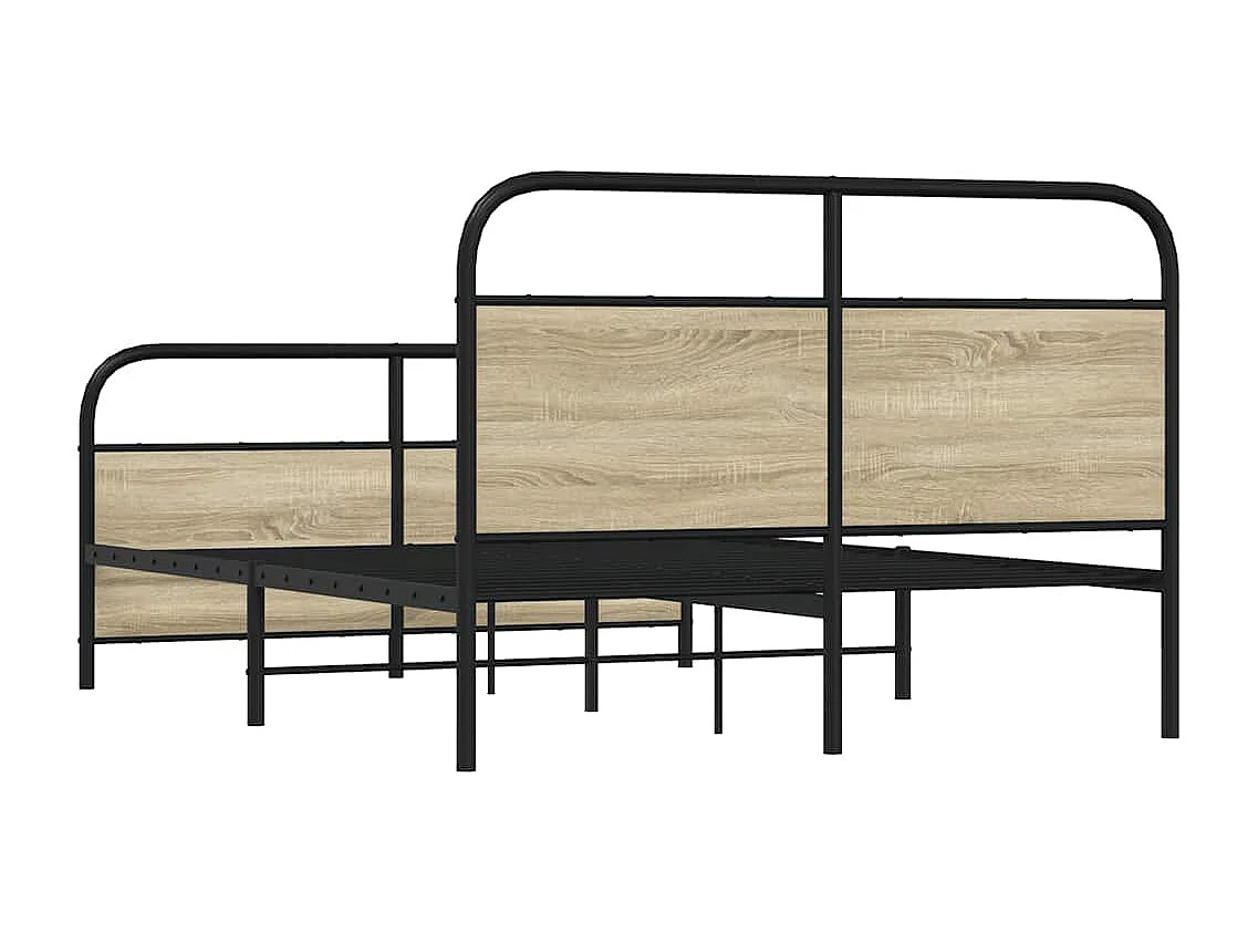 Cadre de lit en métal sans matelas chêne sonoma 140x200 cm