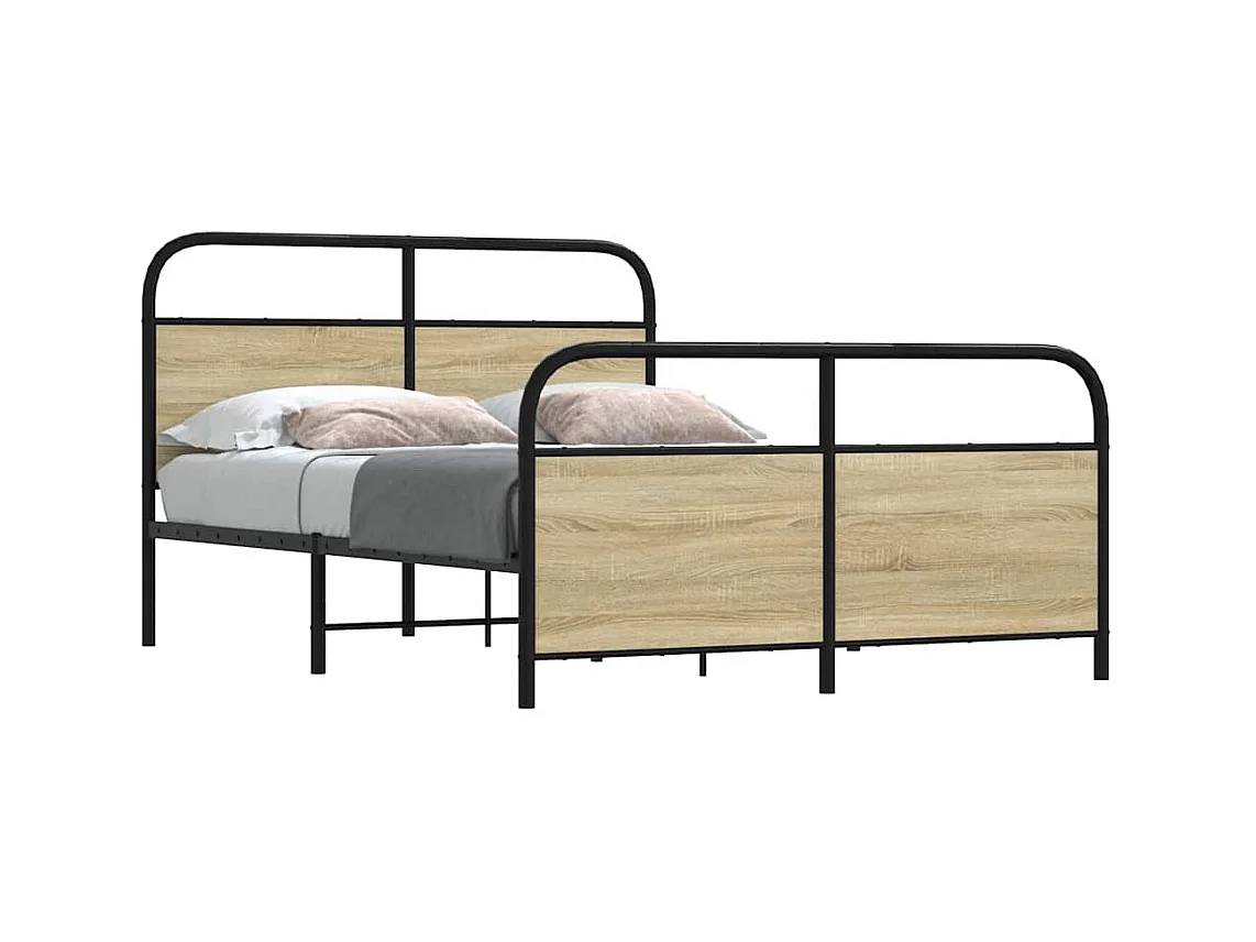 Metallbett ohne Matratze Sonoma-Eiche 140x200 cm