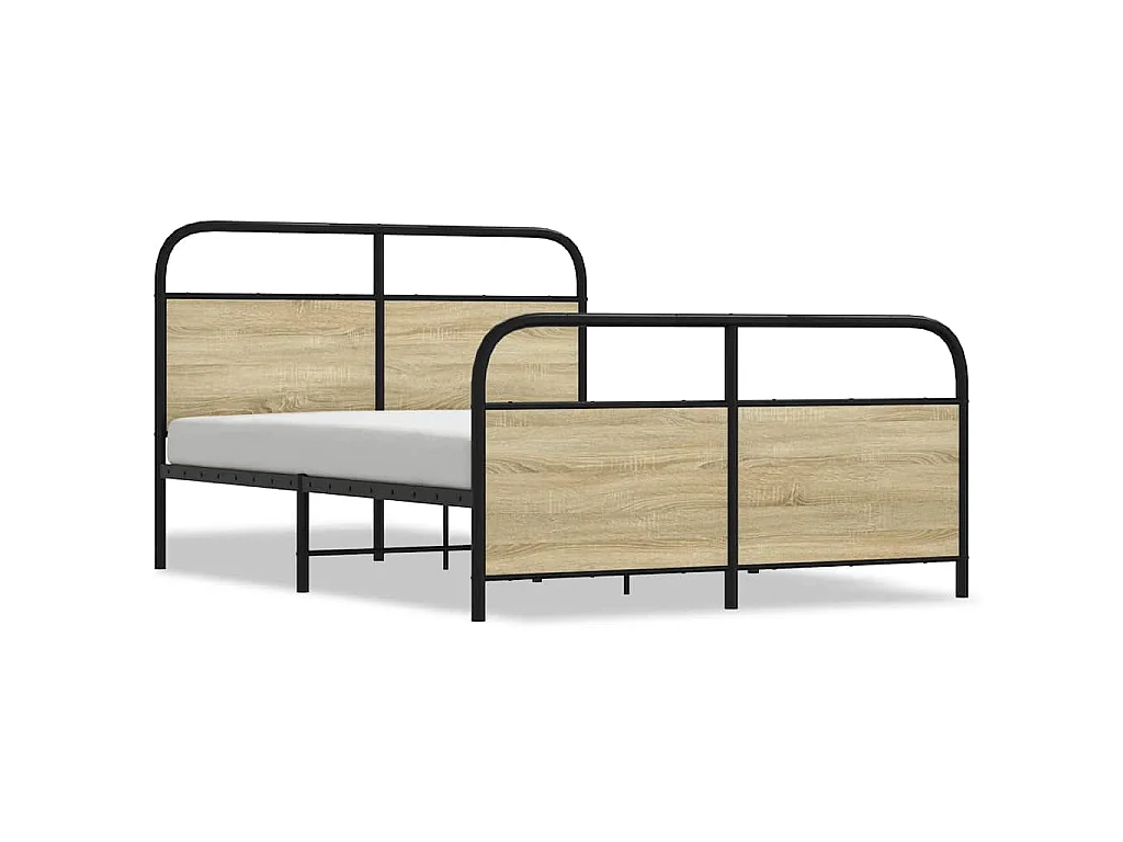 Metallbett ohne Matratze Sonoma-Eiche 140x200 cm