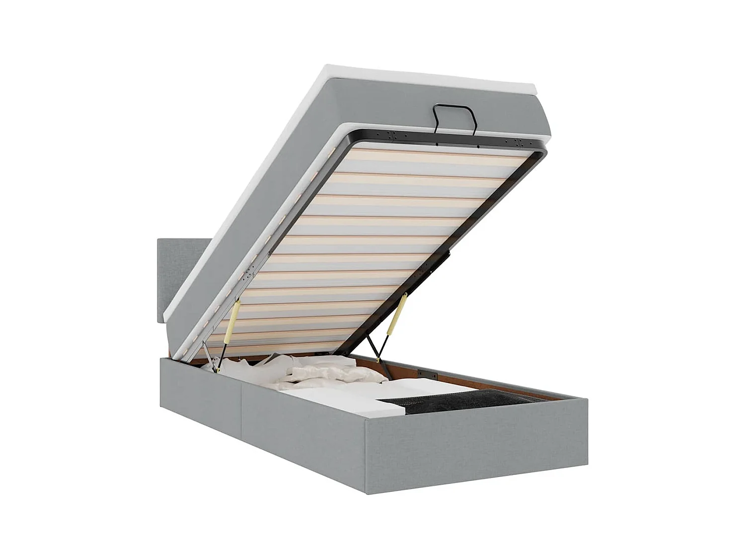 Estrutura cama otomana colchão 90x190 cm tecido cinzento claro