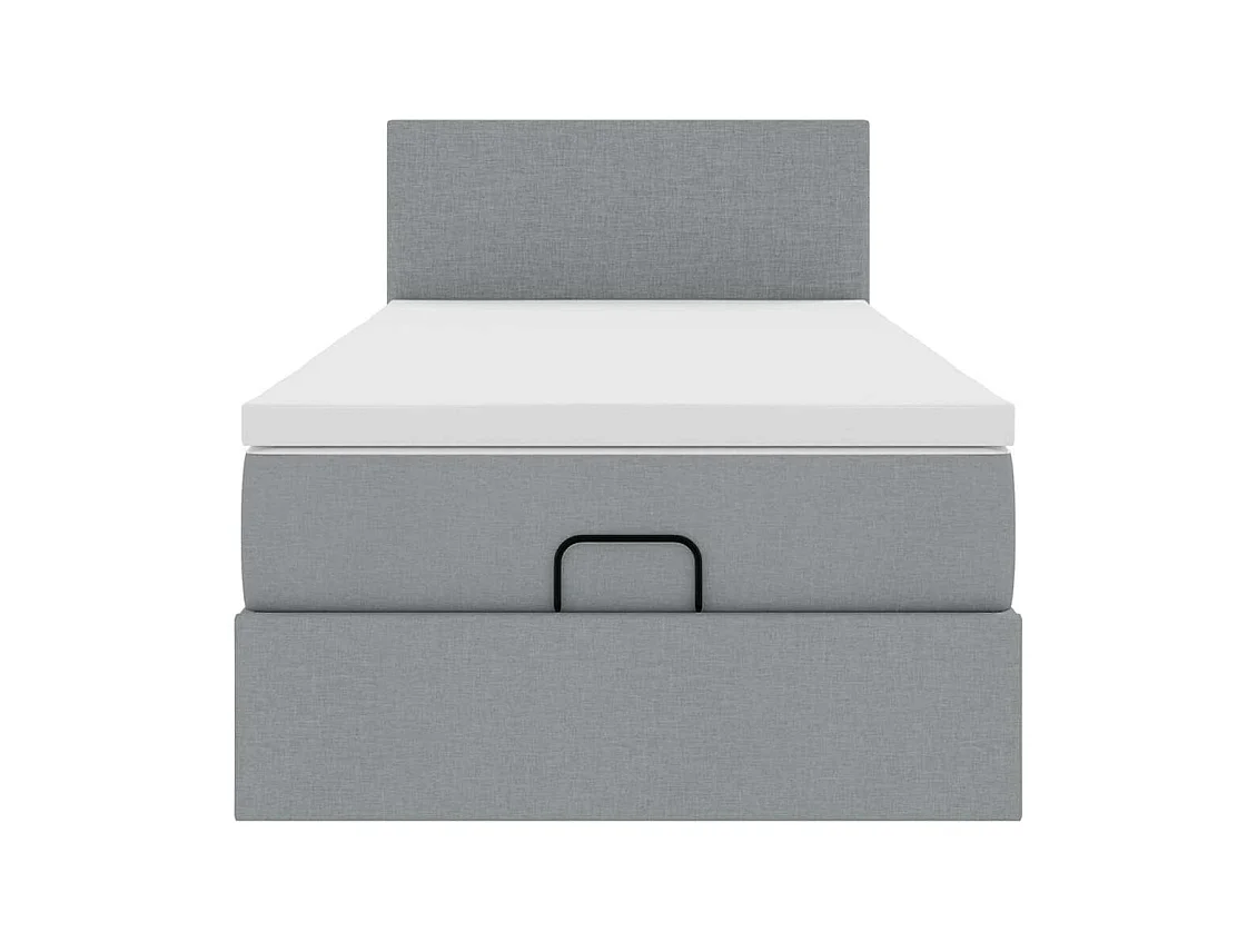 Estrutura cama otomana colchão 90x190 cm tecido cinzento claro