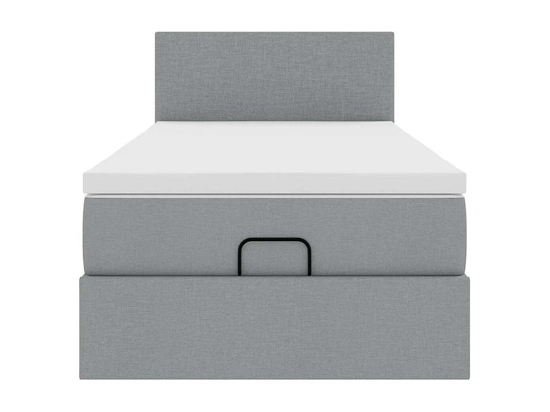 Cadre de lit ottoman et matelas gris clair 90x190 cm tissu