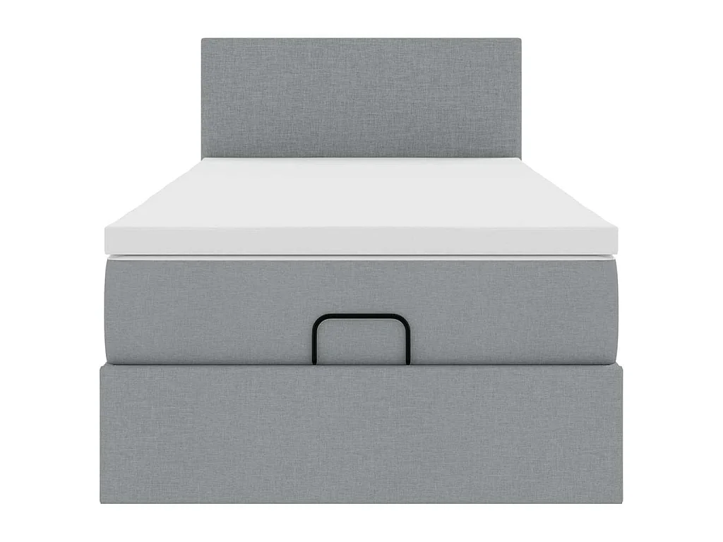Cadre de lit ottoman et matelas gris clair 90x190 cm tissu