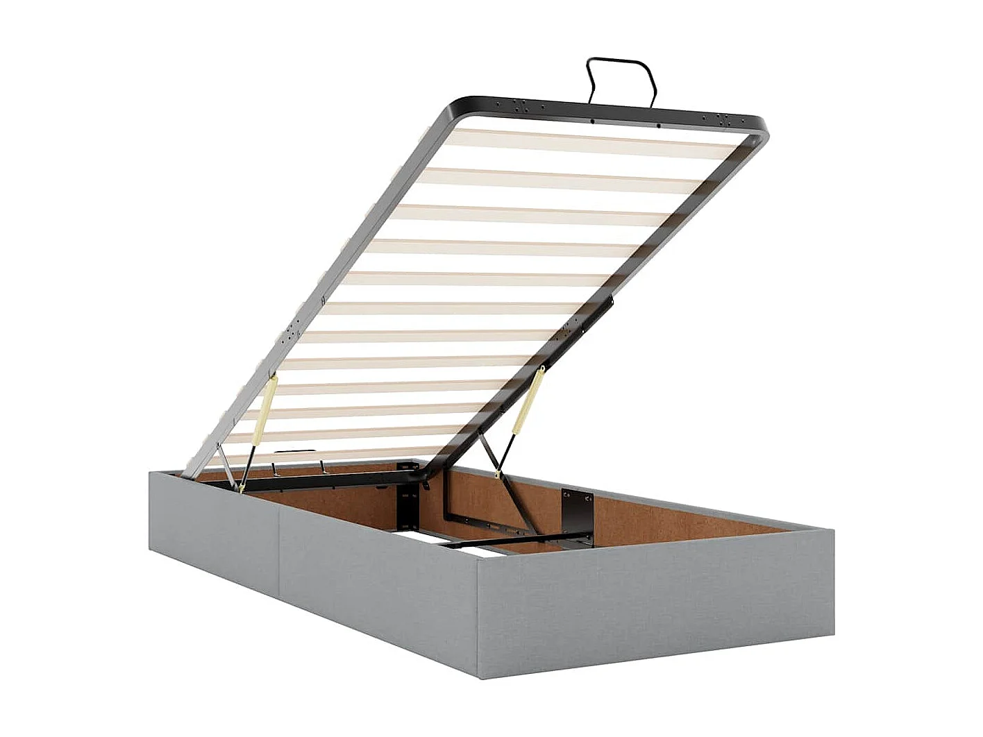 Cadre de lit ottoman et matelas gris clair 90x190 cm tissu