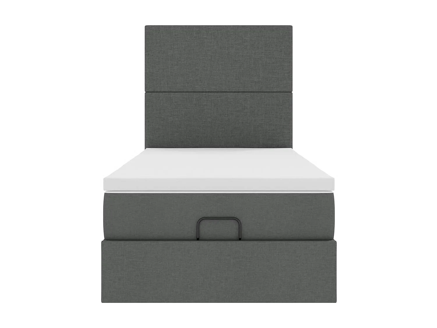 Lit ottoman avec matelas et LED gris foncé 90x200 cm tissu