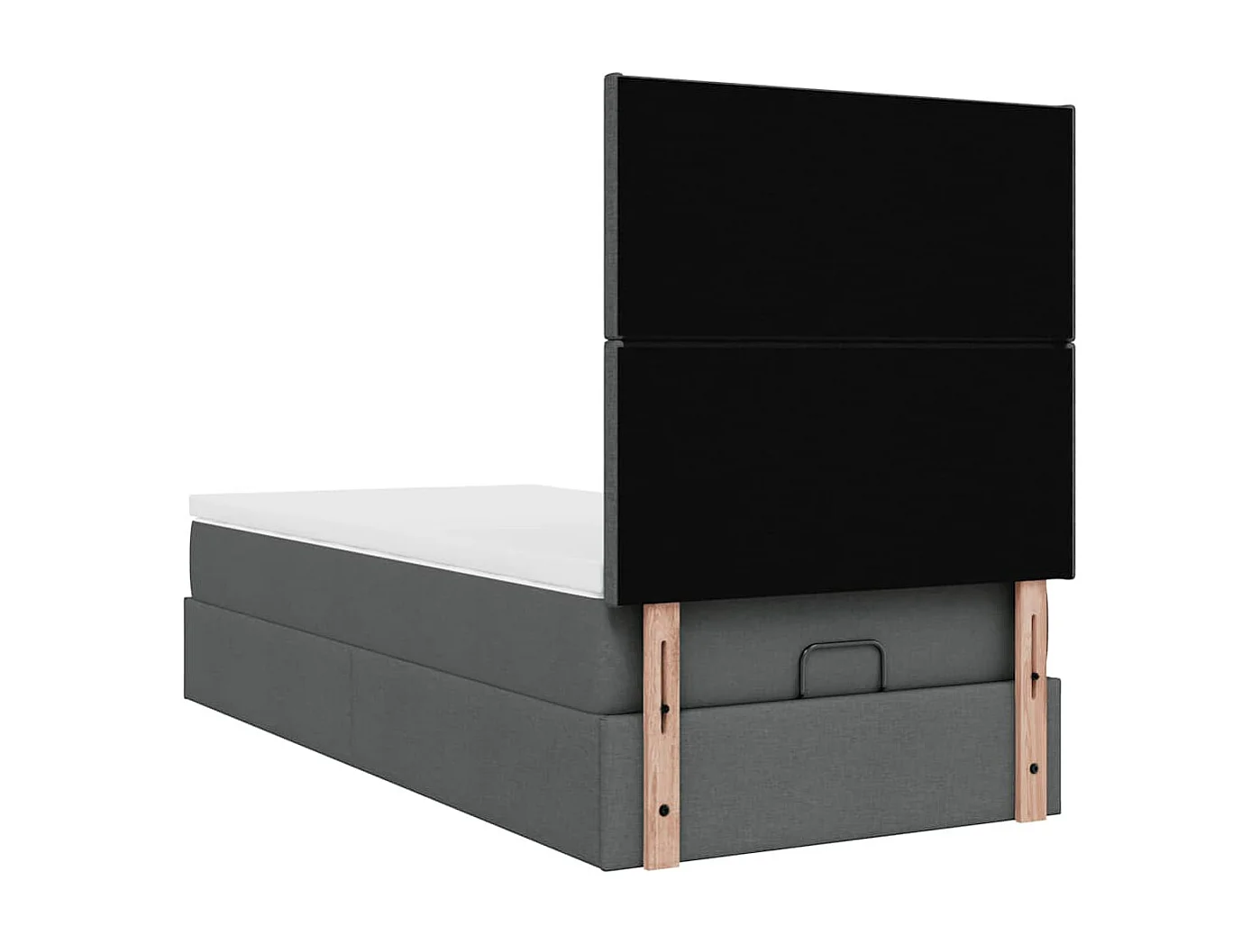 Lit ottoman avec matelas et LED gris foncé 90x200 cm tissu