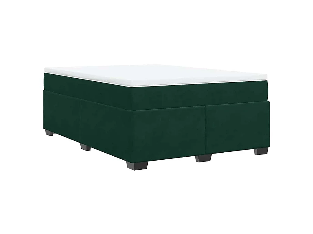 Cama box spring con colchón terciopelo verde oscuro 140x190 cm