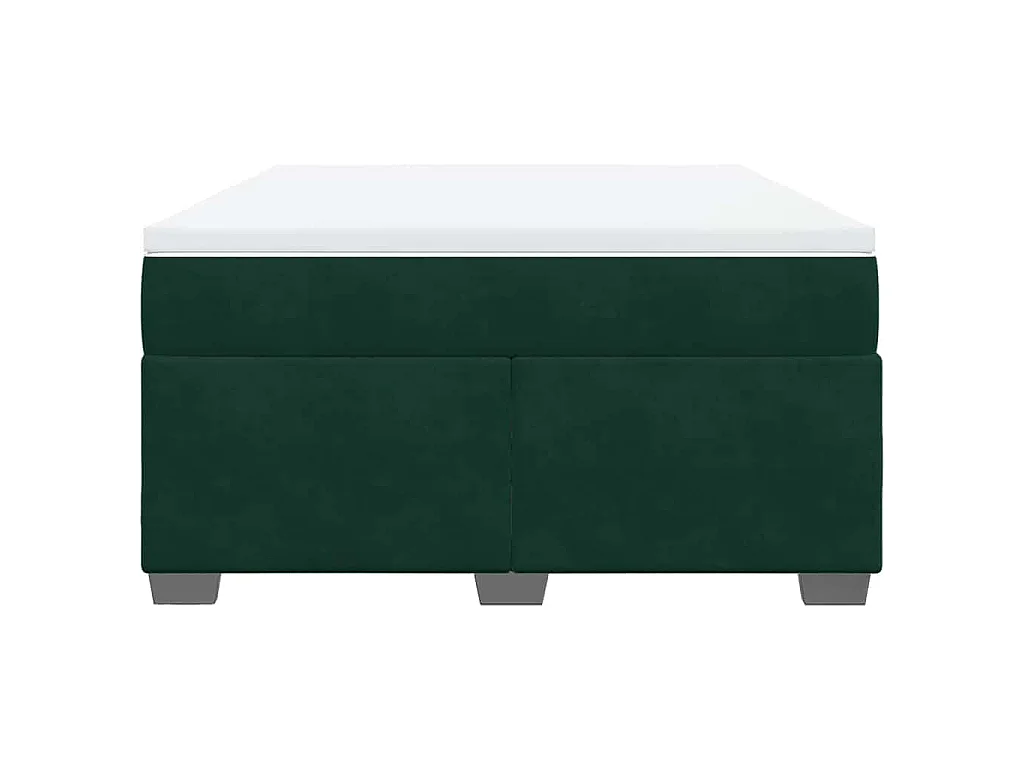 Cama box spring con colchón terciopelo verde oscuro 140x190 cm