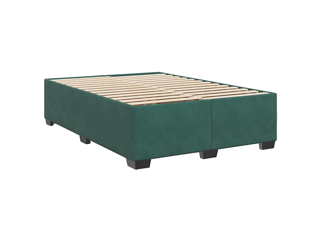 Cama box spring con colchón terciopelo verde oscuro 140x190 cm
