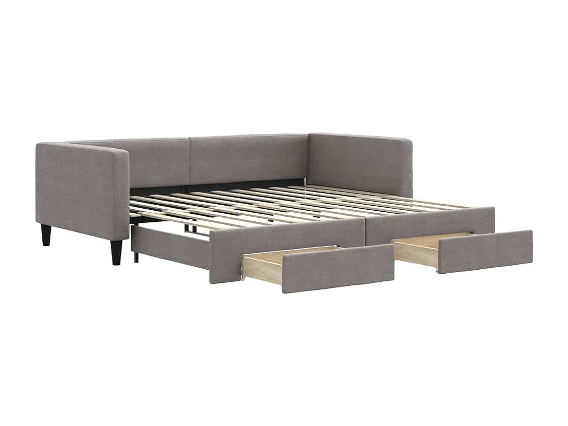 Divano Letto Estraibile con Cassetti Tortora 100x200 cm Tessuto