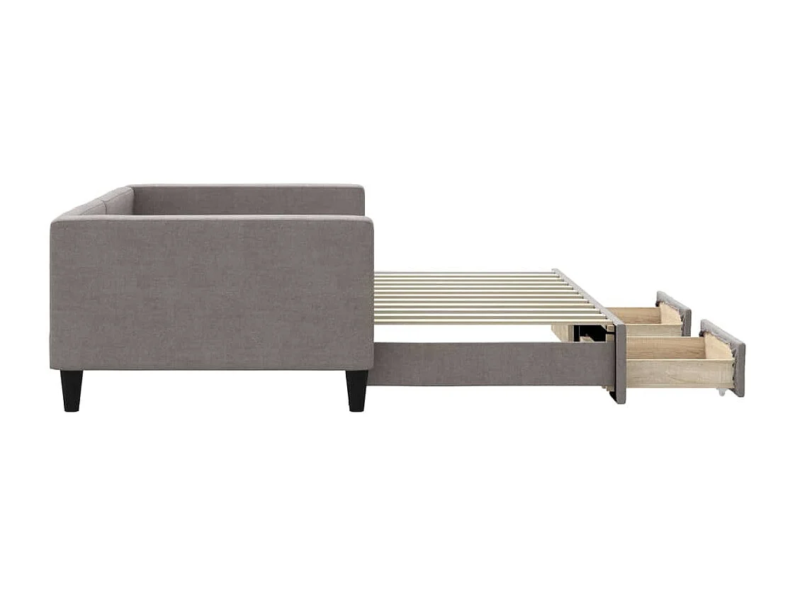 Divano Letto Estraibile con Cassetti Tortora 100x200 cm Tessuto