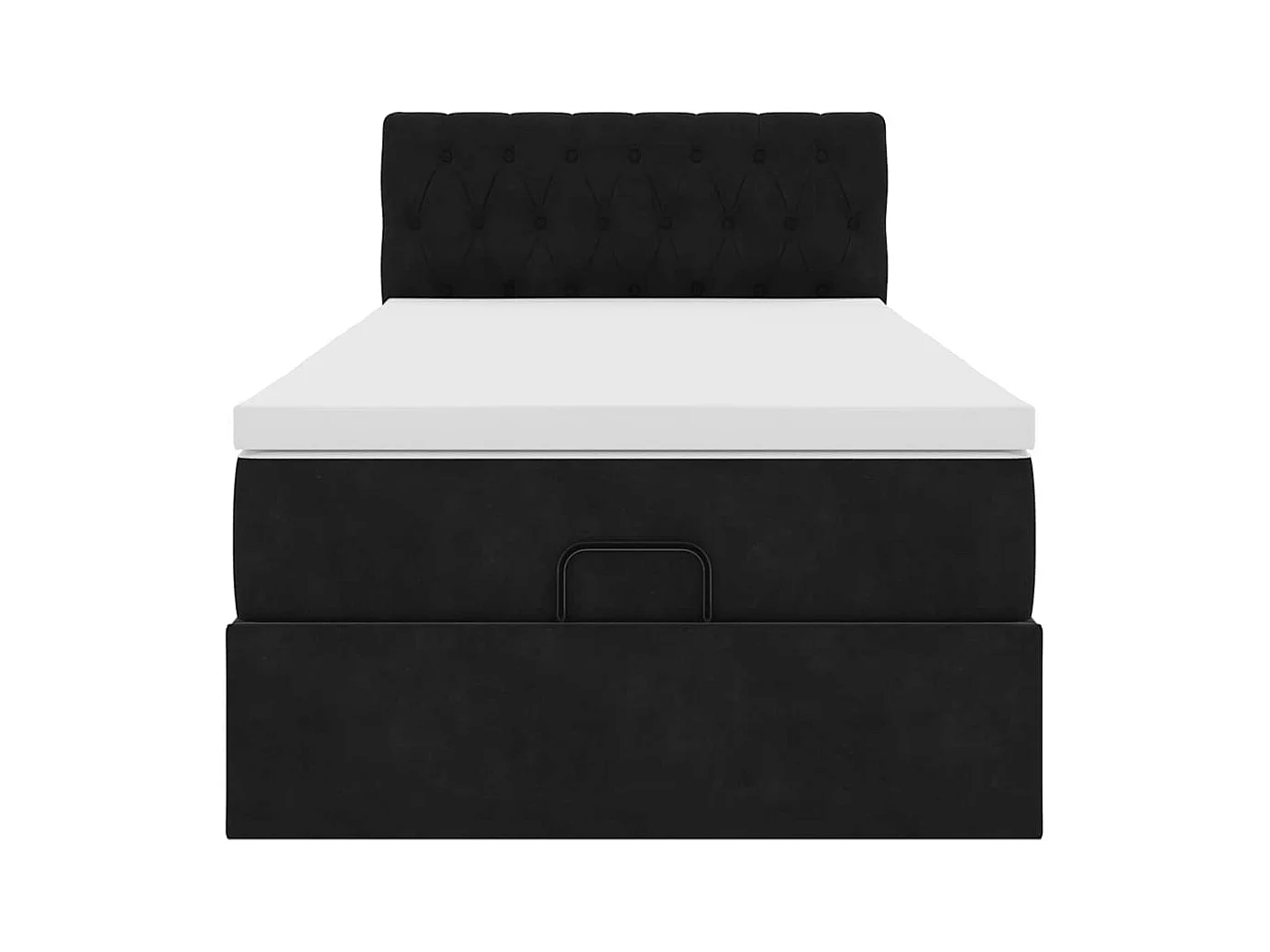 Ottoman-Bett mit Matratze Schwarz 90x200 cm Samt