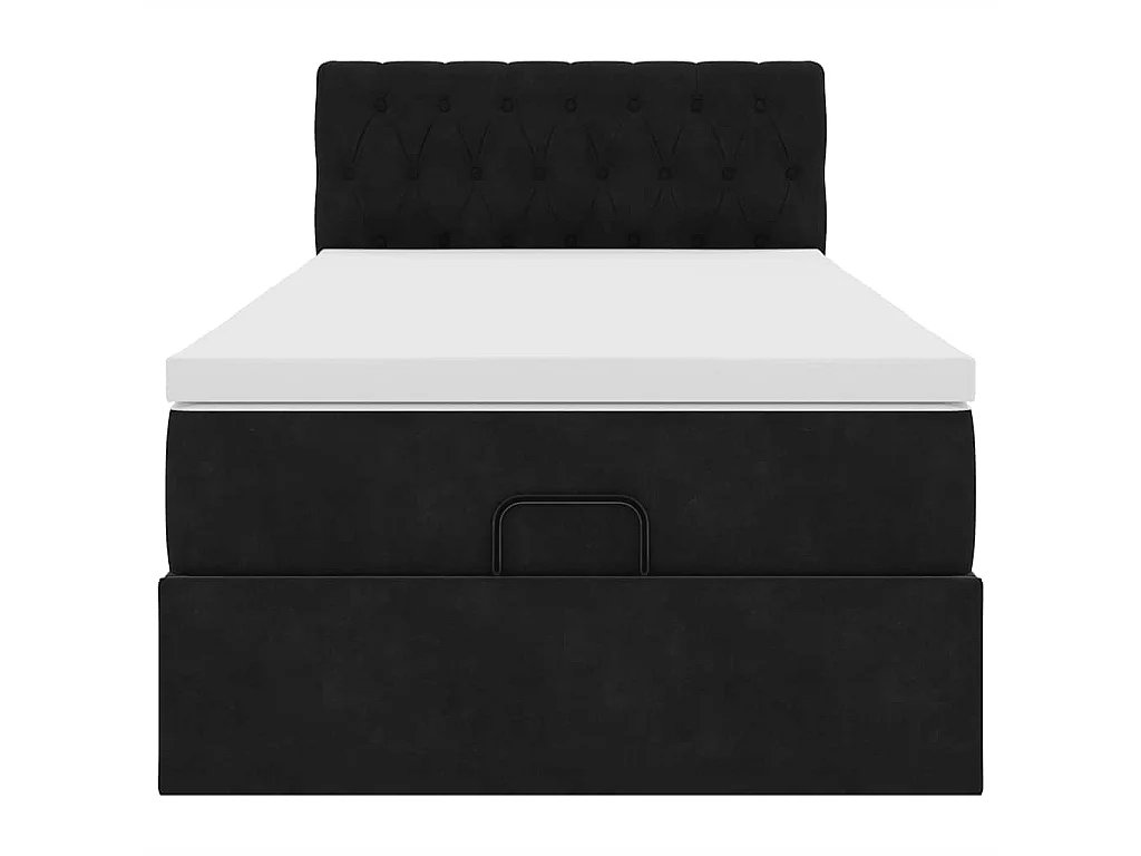 Estructura cama otomana colchón terciopelo negro 90x200 cm
