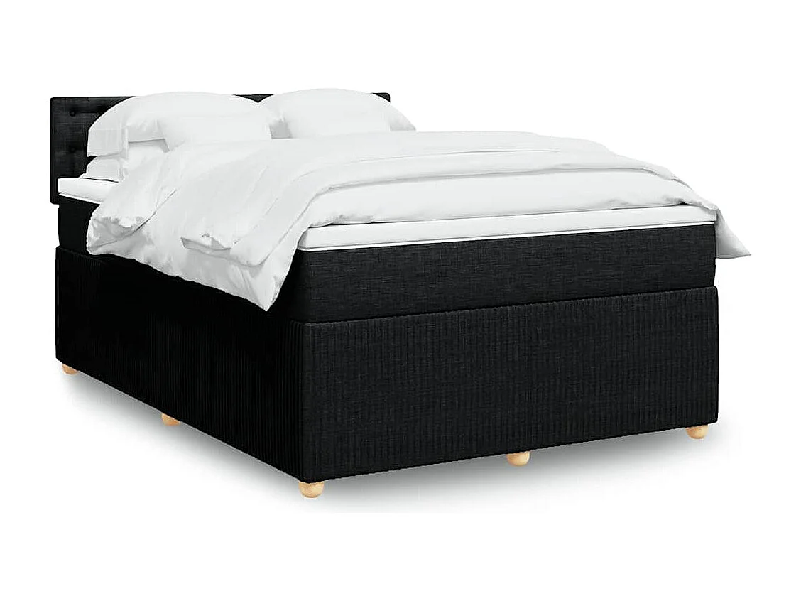 Sommier à lattes de lit avec matelas Noir 160x200 cm Tissu