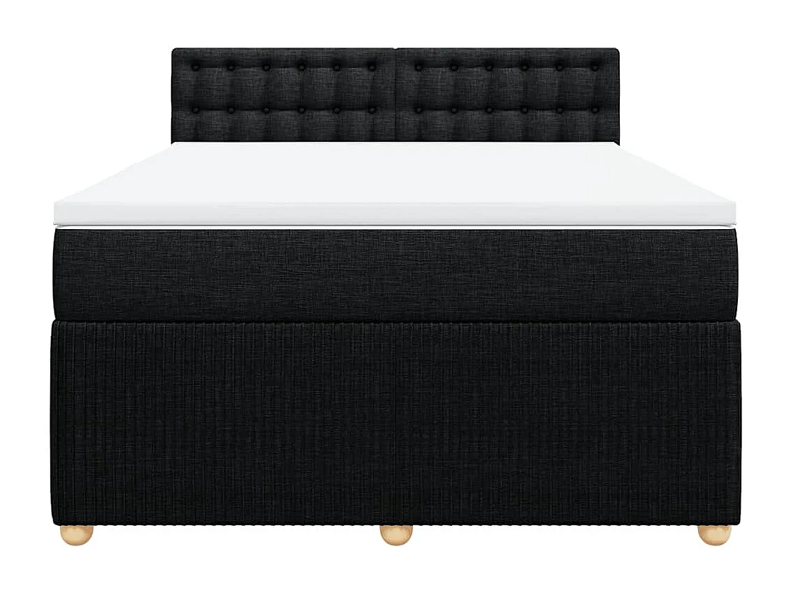 Sommier à lattes de lit avec matelas Noir 160x200 cm Tissu