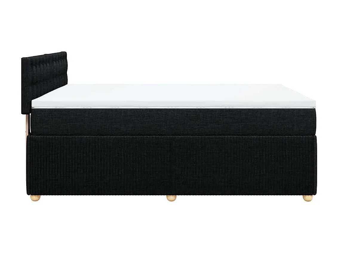 Sommier à lattes de lit avec matelas Noir 160x200 cm Tissu