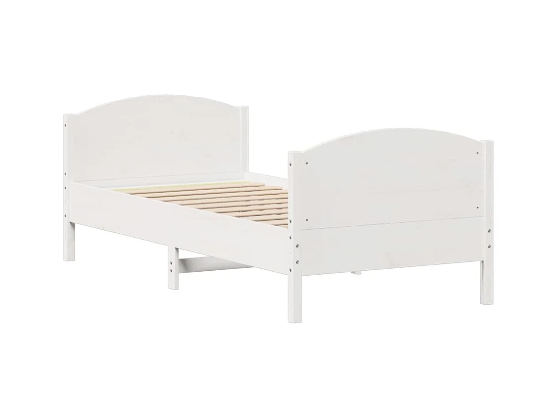 Letto senza Materasso Bianco 90x190 cm in Legno Massello Pino