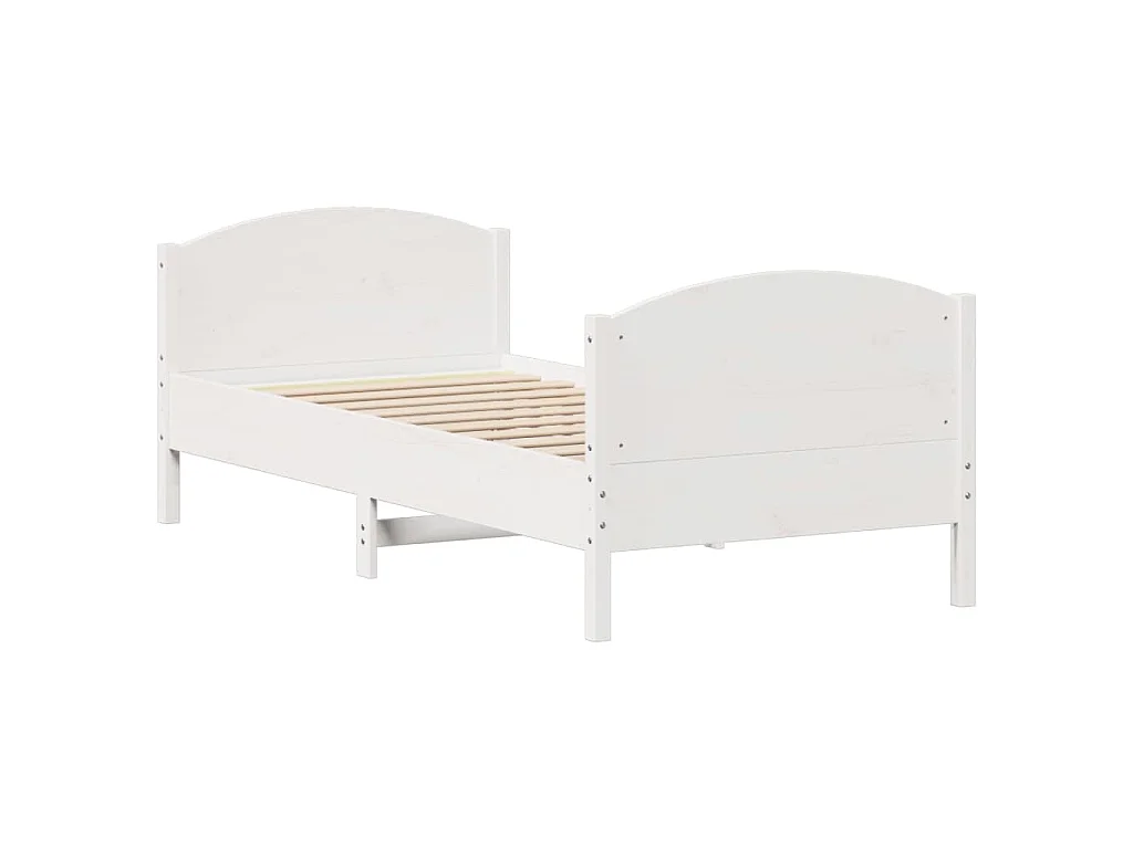 Bedframe zonder matras massief grenenhout wit 90x190 cm