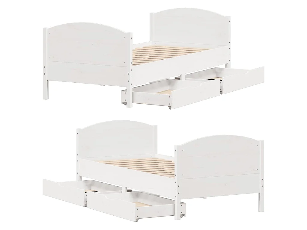 Bedframe zonder matras massief grenenhout wit 90x190 cm