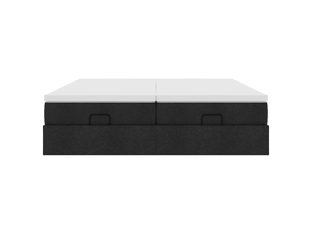 Struttura Letto Pouf con Materassi Nero 160x200 cm in Tessuto