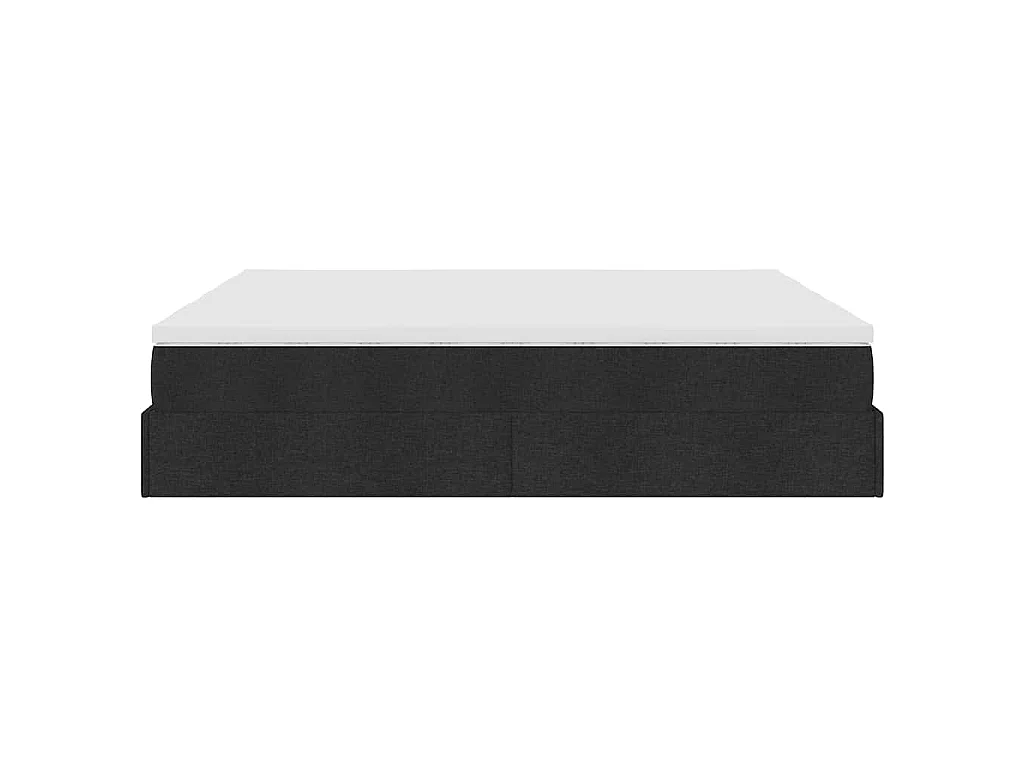Struttura Letto Pouf con Materassi Nero 160x200 cm in Tessuto