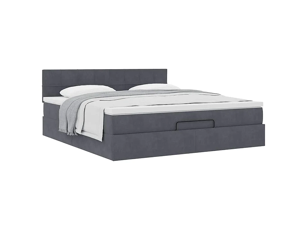 Estructura cama otomana con colchón gris oscuro 160x200 cm