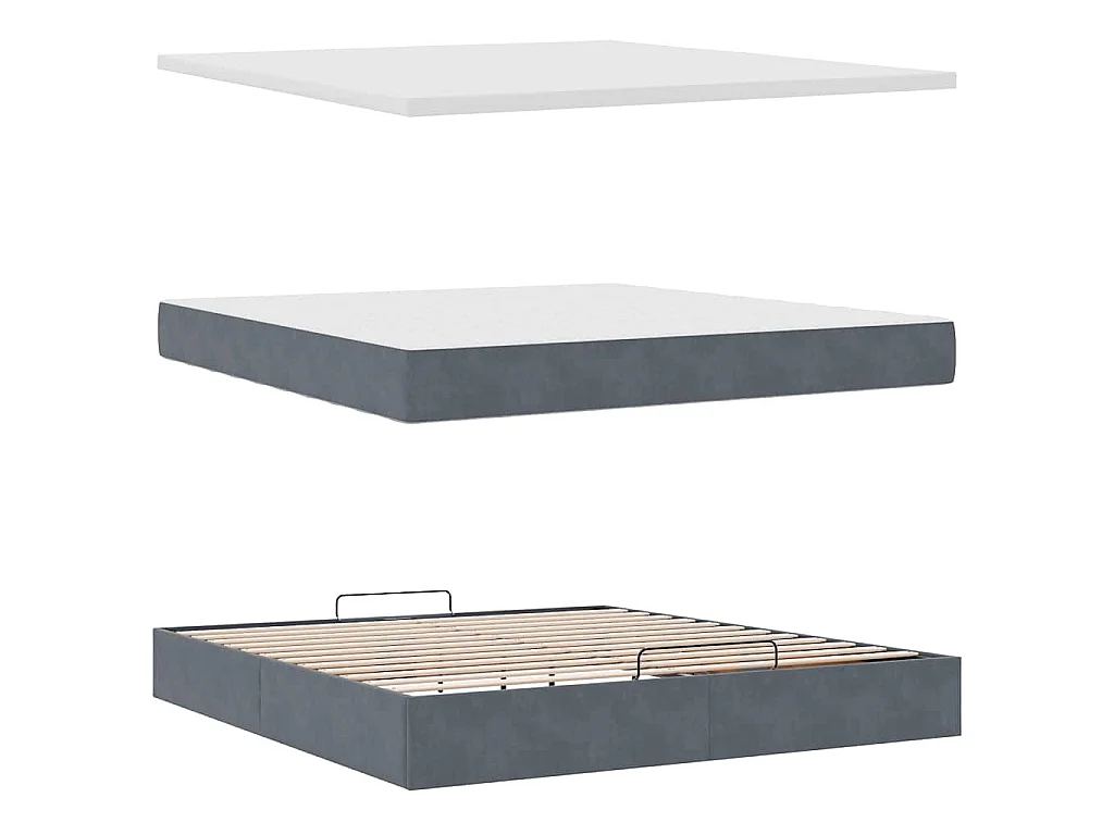 Estructura cama otomana con colchón gris oscuro 160x200 cm