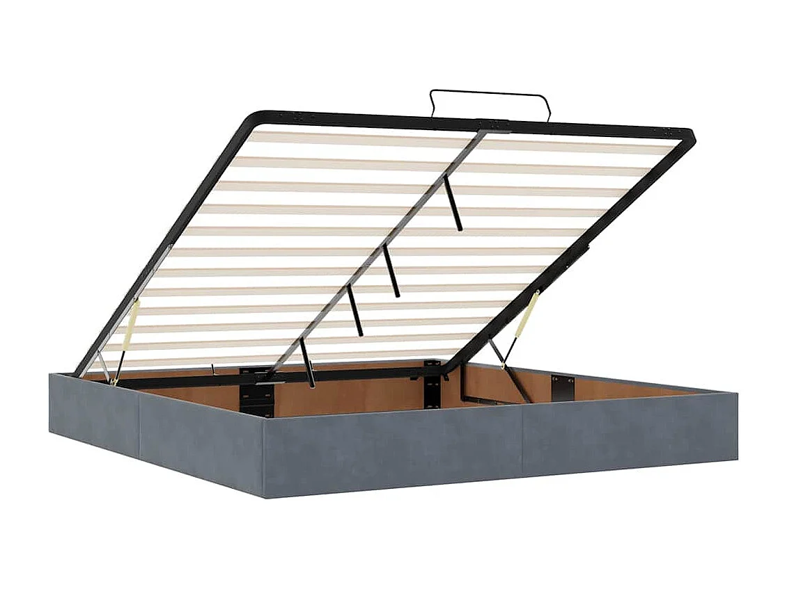 Estructura cama otomana con colchón gris oscuro 160x200 cm