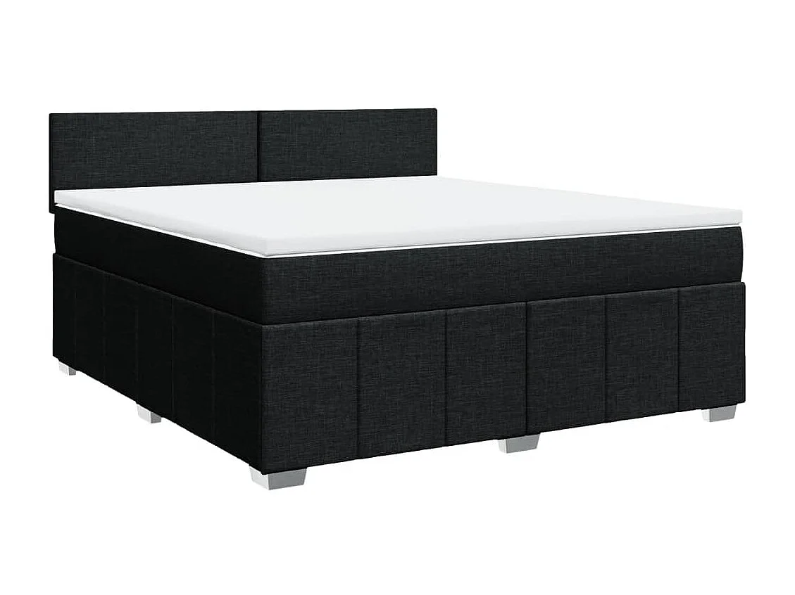 Sommier à lattes de lit avec matelas Noir 180x200 cm Tissu