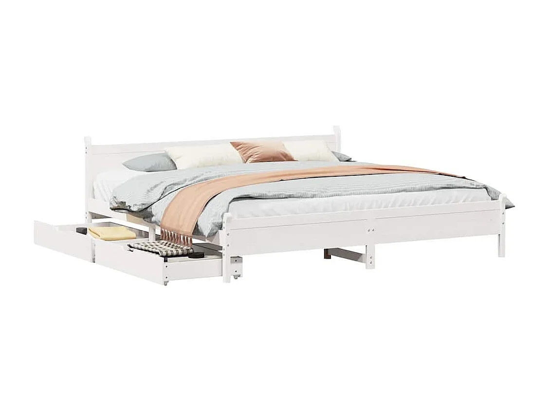 Cama sin colchón madera maciza de pino blanca 180x200 cm