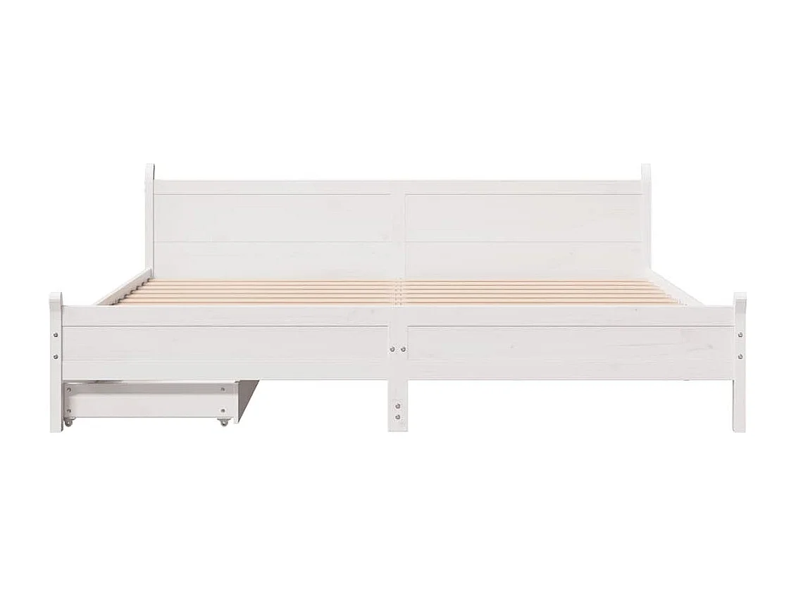Cadre de lit sans matelas blanc 180x200 cm bois massif de pin
