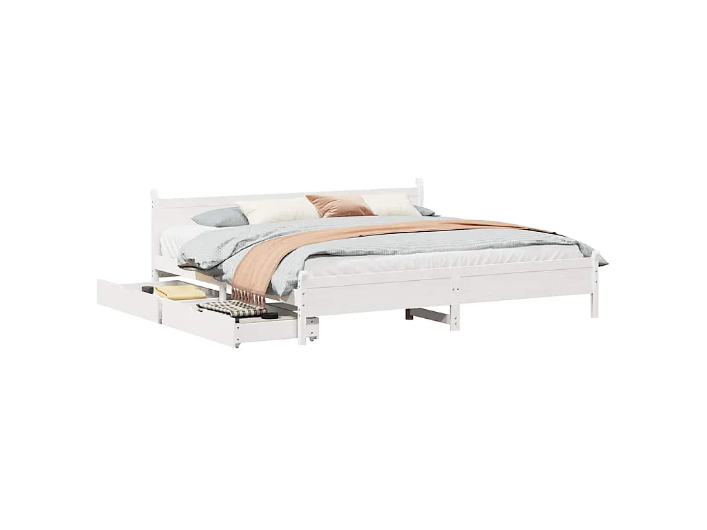 Bedframe zonder matras massief grenenhout wit 180x200 cm
