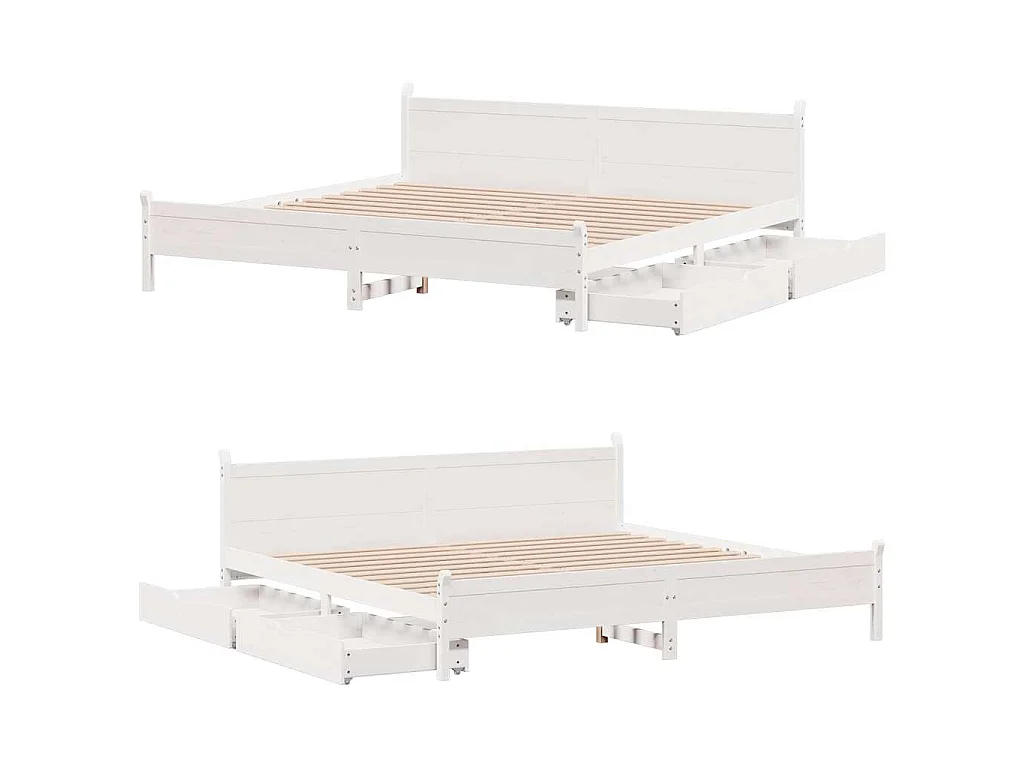 Bedframe zonder matras massief grenenhout wit 180x200 cm