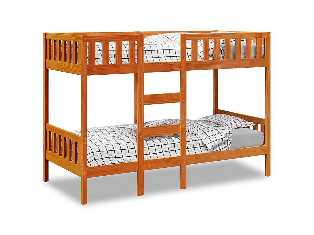 Stapelbed massief grenenhout wasbruin 90x200 cm