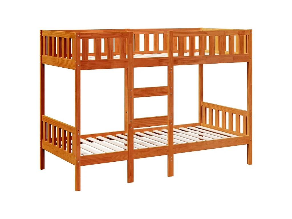 Stapelbed massief grenenhout wasbruin 90x200 cm