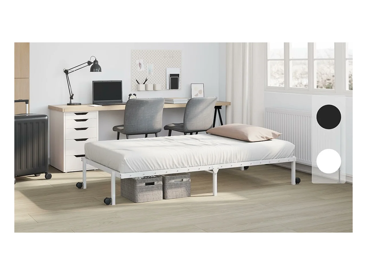 Estrutura de cama sem colchão Dobrável 90x190 cm aço branco
