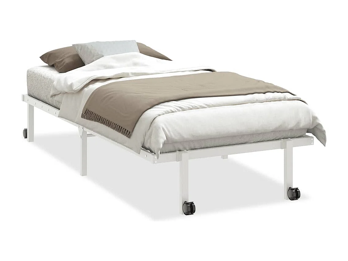 Cadre de lit sans matelas pliable blanc 90x190 cm acier