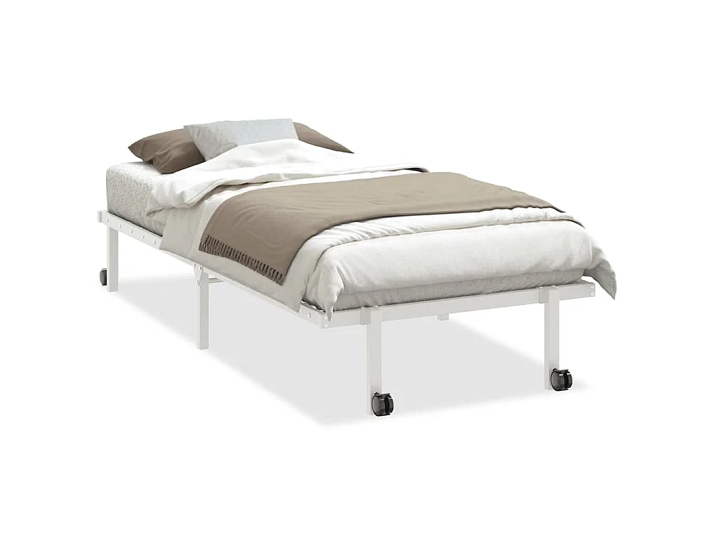 Bedframe zonder matras opvouwbaar 90x190 cm staal wit